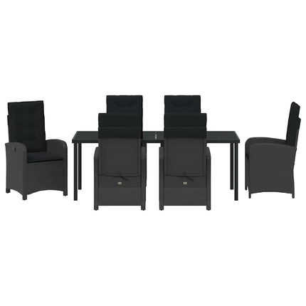 Have Spisebordssæt med pude 7 pcs Sort polyrattan