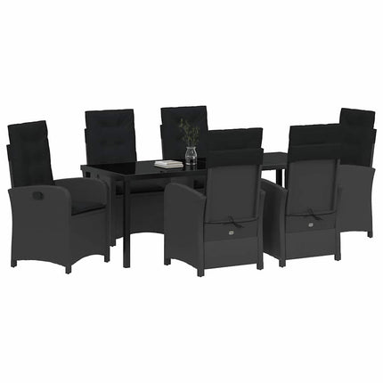Have Spisebordssæt med pude 7 pcs Sort polyrattan