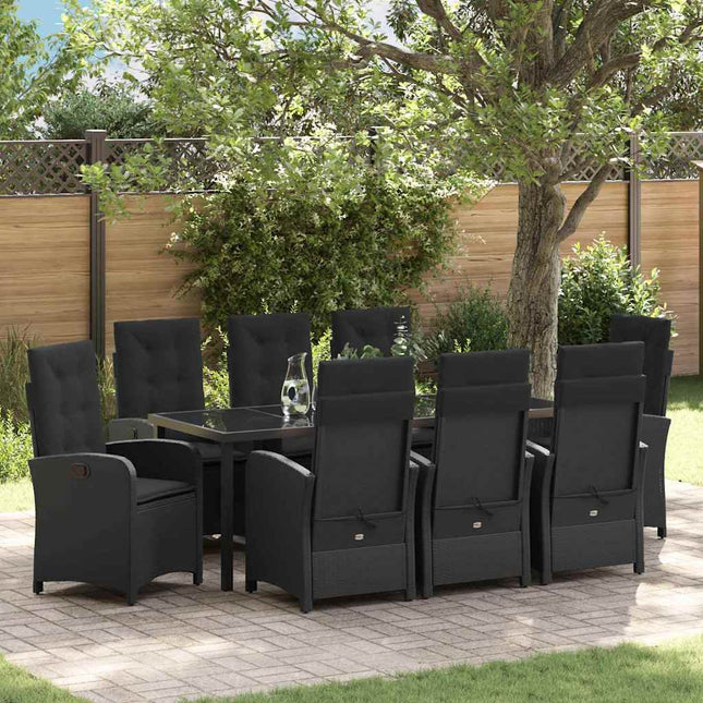 Have Spisebordssæt 9 stk. Sort polyrattan