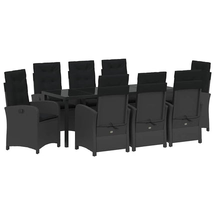 Have Spisebordssæt med pude 9 pcs Sort polyrattan