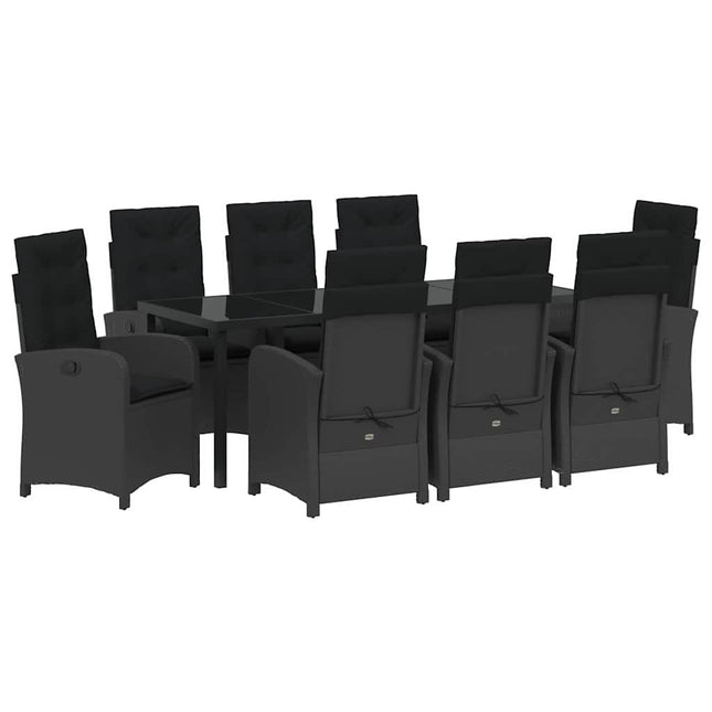 Have Spisebordssæt 9 stk. Sort polyrattan