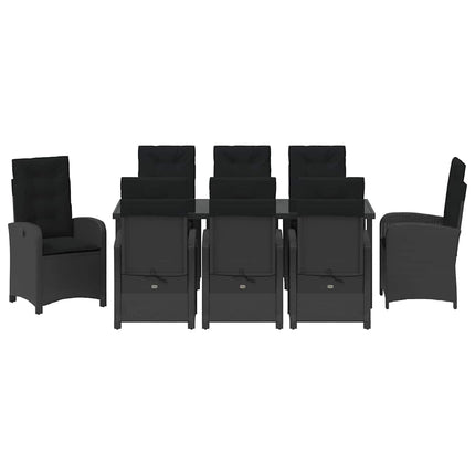 Have Spisebordssæt med pude 9 pcs Sort polyrattan