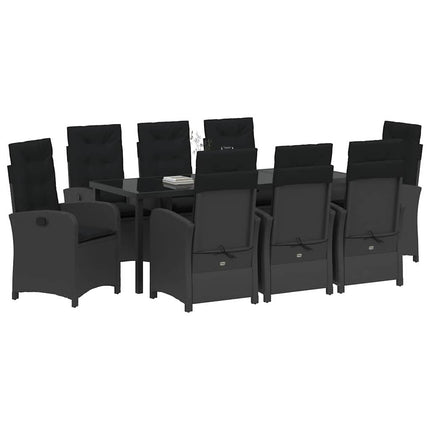 Have Spisebordssæt med pude 9 pcs Sort polyrattan