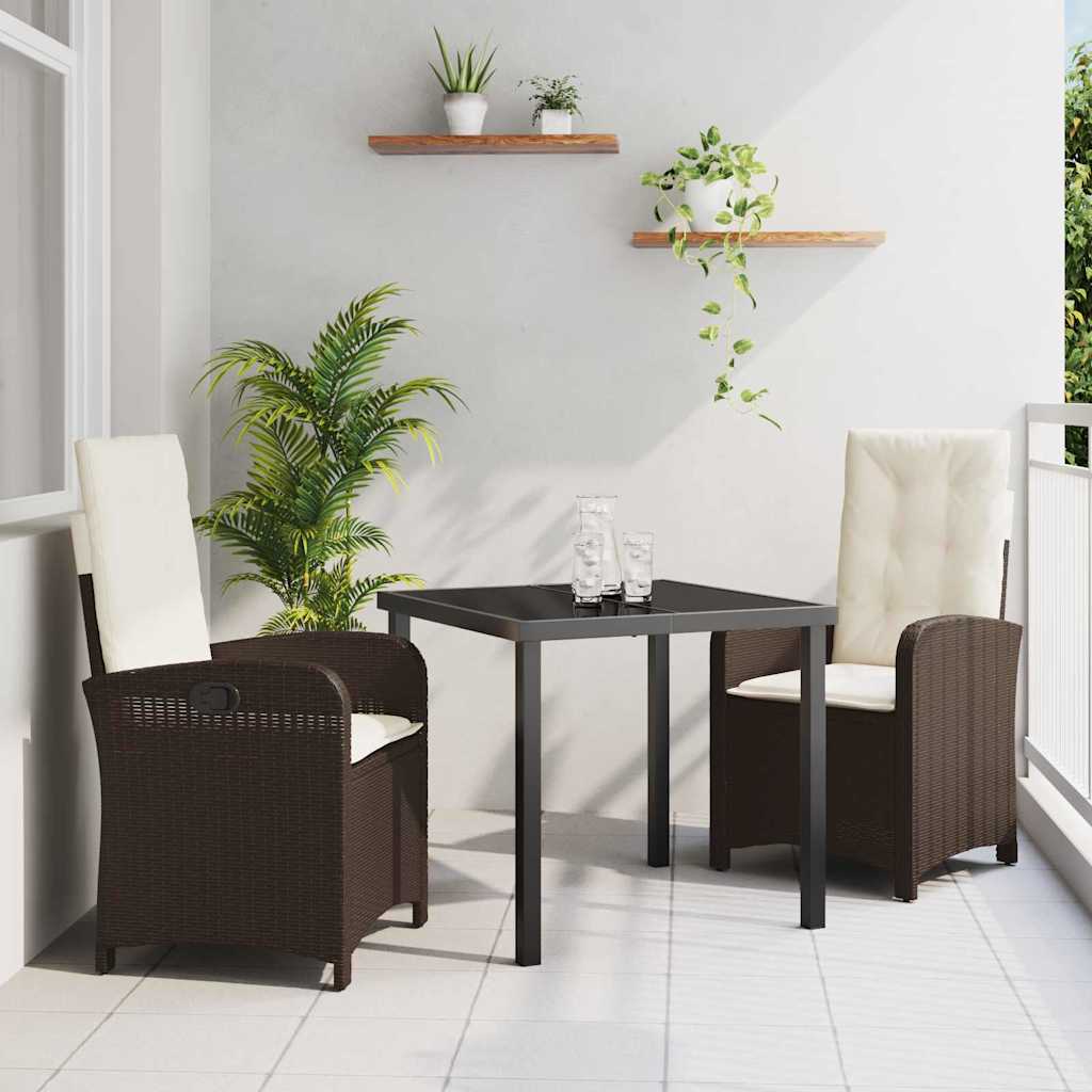 Have Spisebordssæt med pude 3 pcs Brun polyrattan