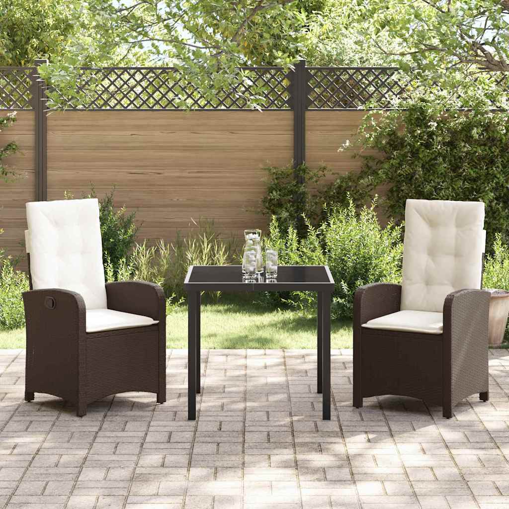 Have Spisebordssæt med pude 3 pcs Brun polyrattan