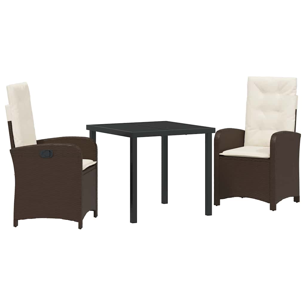 Have Spisebordssæt med pude 3 pcs Brun polyrattan