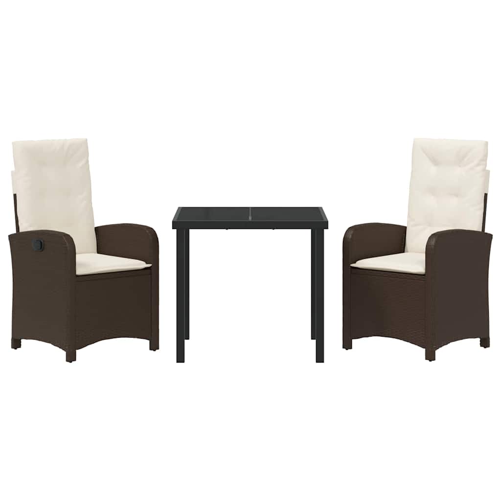 Have Spisebordssæt med pude 3 pcs Brun polyrattan