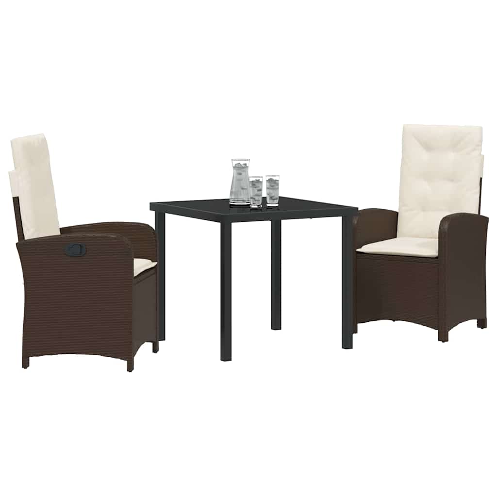 Have Spisebordssæt med pude 3 pcs Brun polyrattan