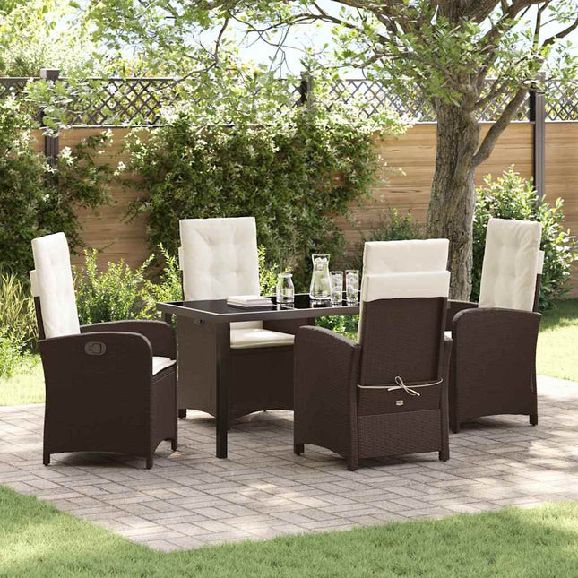 Have Spisebordssæt 5 stk. Brun polyrattan