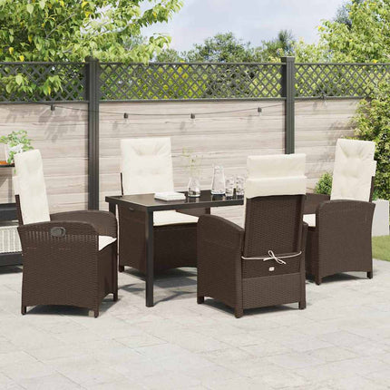 Have Spisebordssæt med pude 5 pcs Brun polyrattan