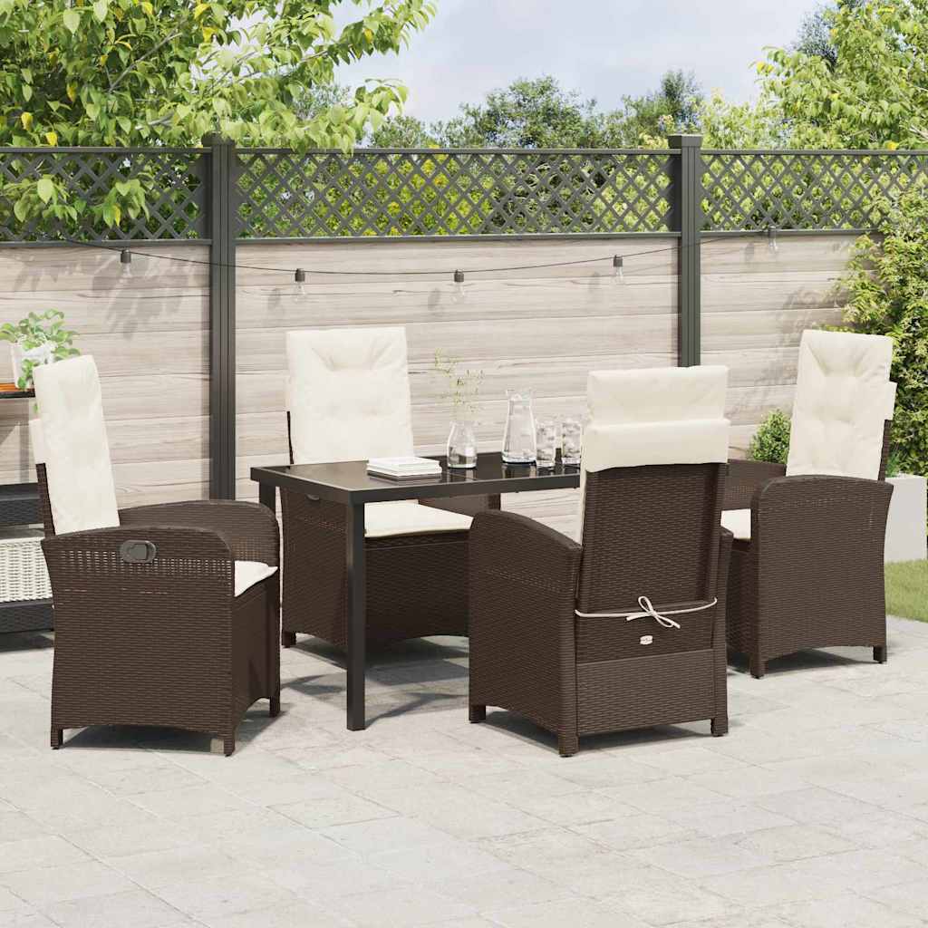 Have Spisebordssæt med pude 5 pcs Brun polyrattan