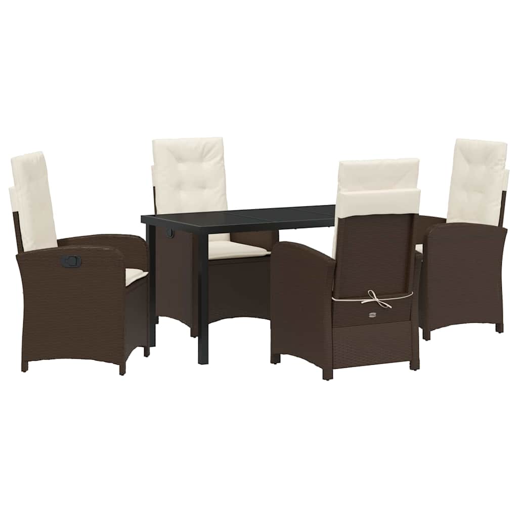 Have Spisebordssæt med pude 5 pcs Brun polyrattan