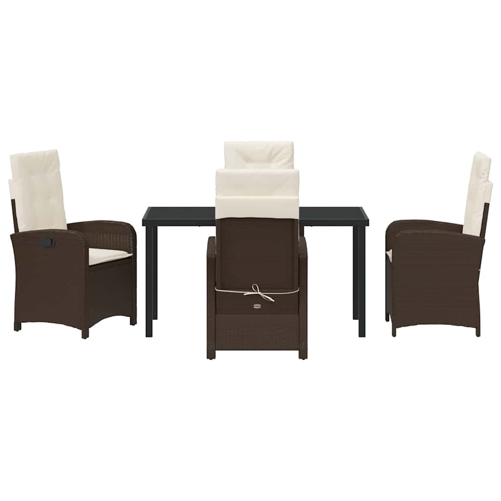 Have Spisebordssæt med pude 5 pcs Brun polyrattan