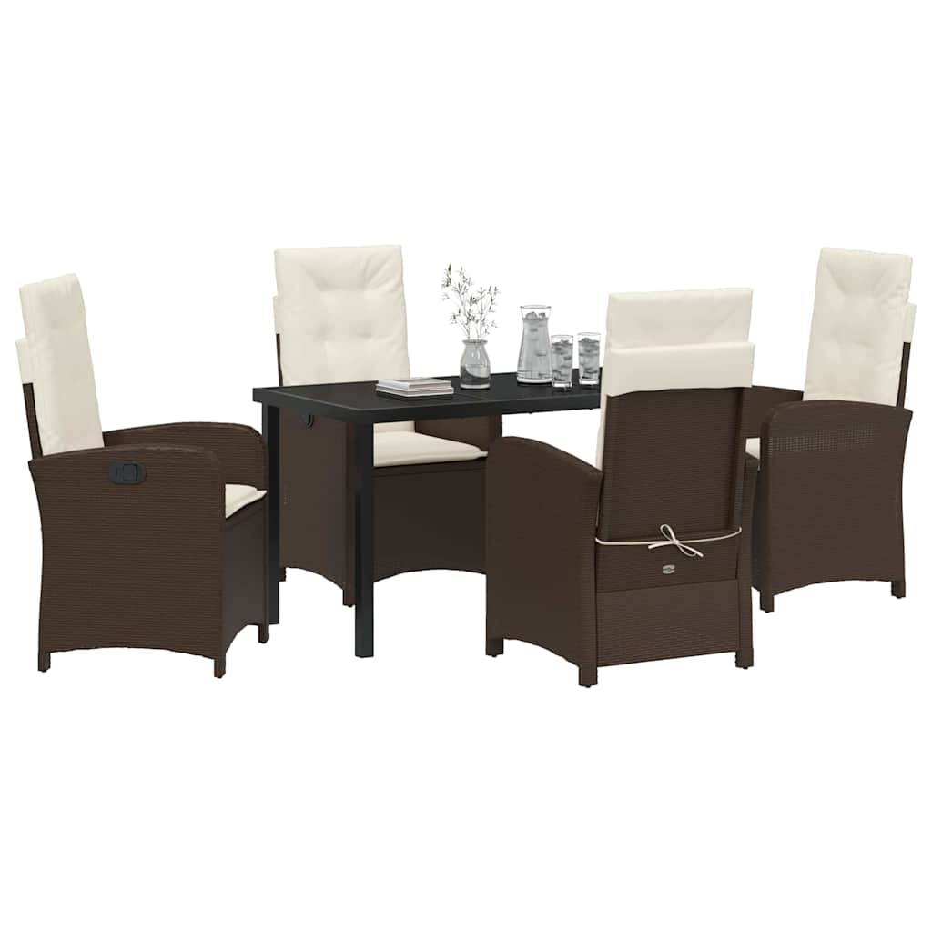 Have Spisebordssæt med pude 5 pcs Brun polyrattan