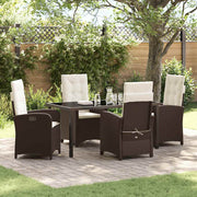 Have Spisebordssæt med pude 5 pcs Brun polyrattan