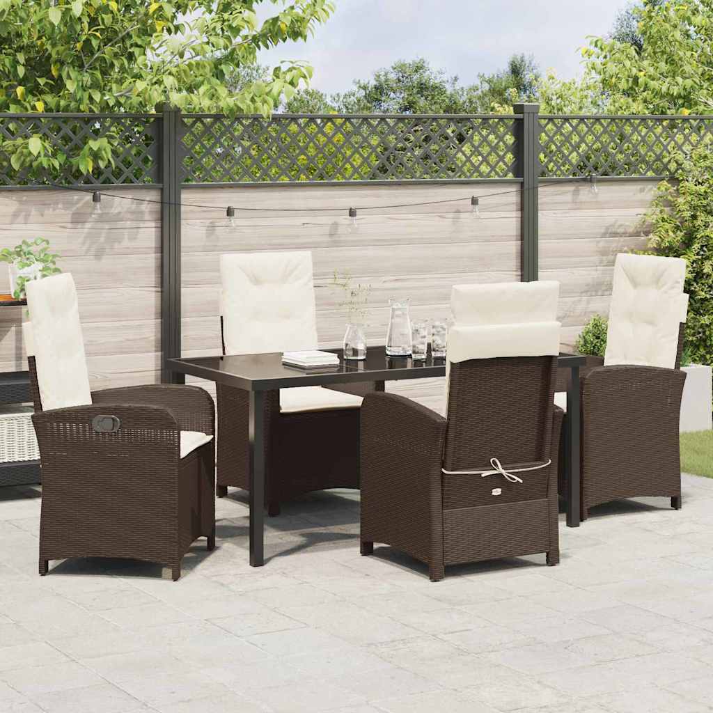 Have Spisebordssæt med pude 5 pcs Brun polyrattan