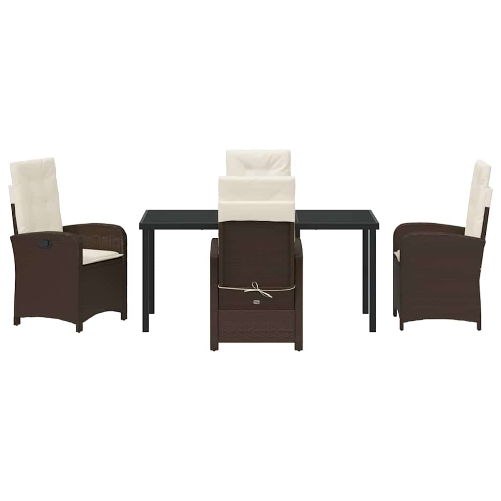 Have Spisebordssæt med pude 5 pcs Brun polyrattan