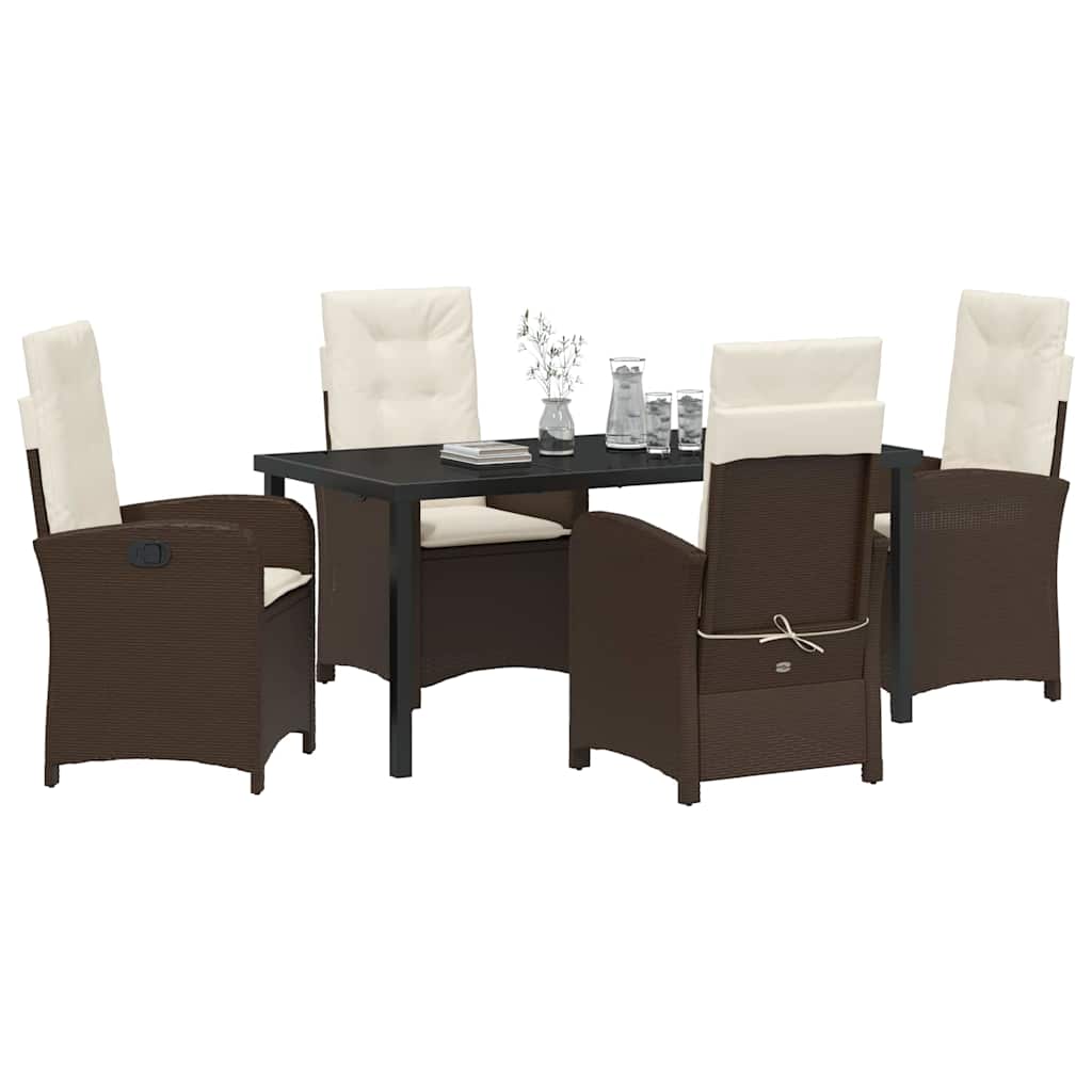 Have Spisebordssæt med pude 5 pcs Brun polyrattan