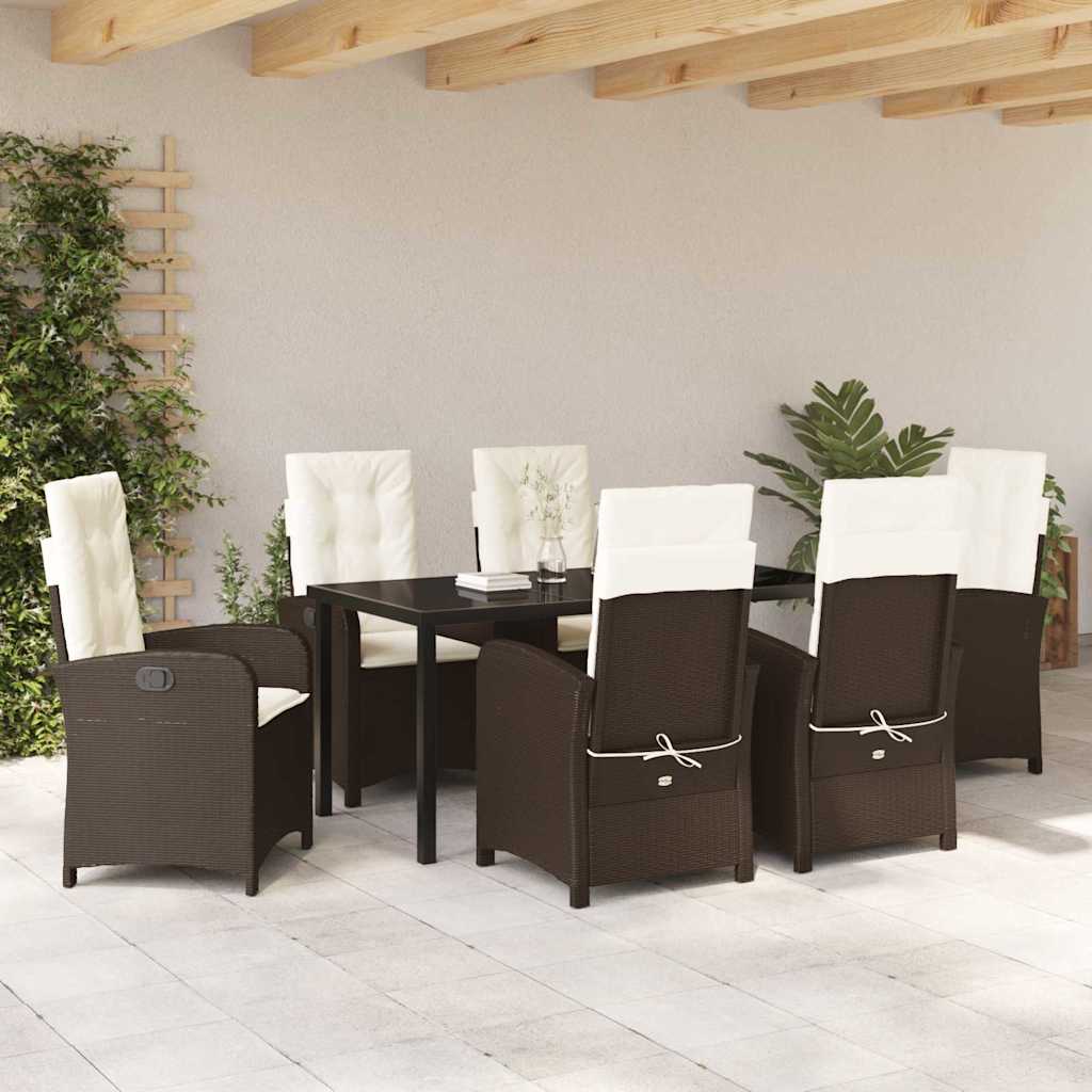 Have Spisebordssæt med pude 7 pcs Brun polyrattan