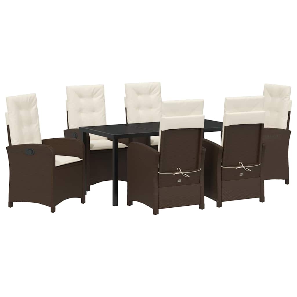 Have Spisebordssæt med pude 7 pcs Brun polyrattan