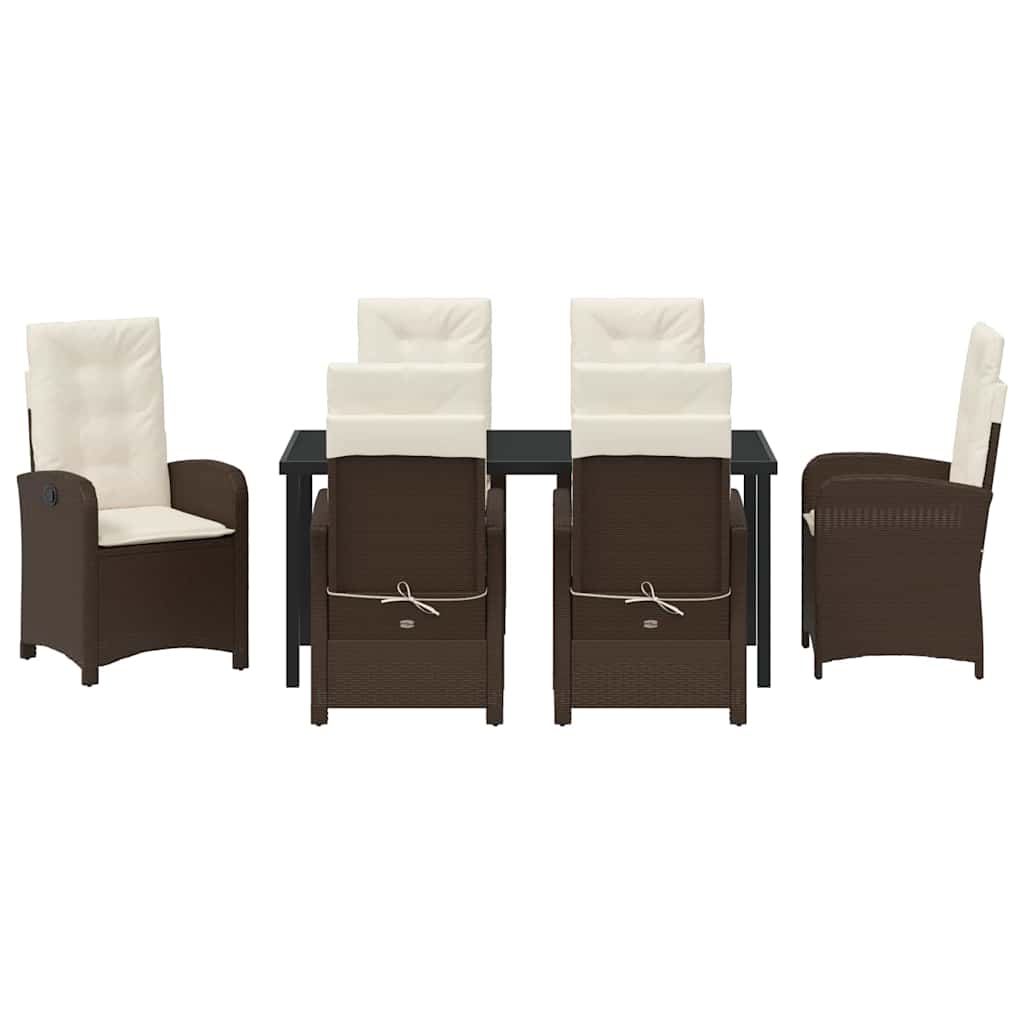 Have Spisebordssæt med pude 7 pcs Brun polyrattan