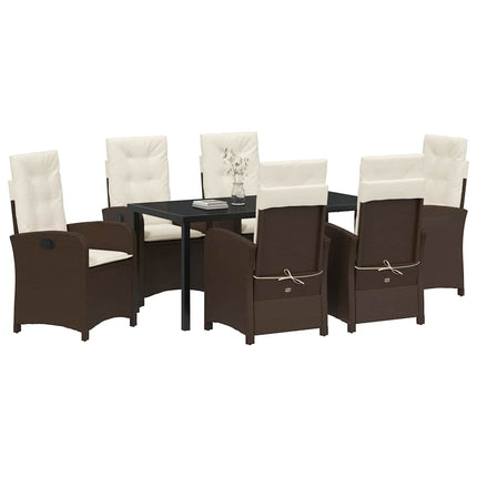 Have Spisebordssæt med pude 7 pcs Brun polyrattan