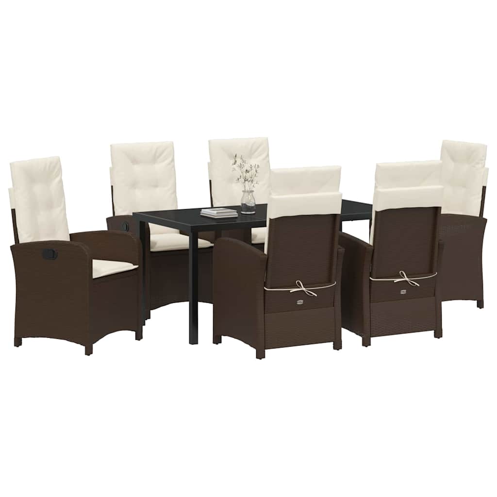 Have Spisebordssæt med pude 7 pcs Brun polyrattan