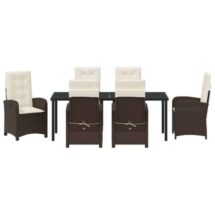 Have Spisebordssæt med pude 7 pcs Brun polyrattan