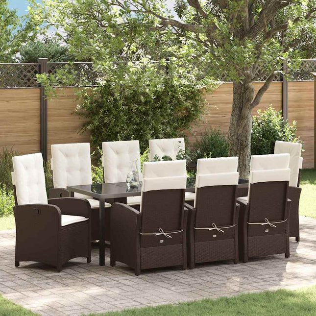 Have Spisebordssæt 9 stk. Brun polyrattan