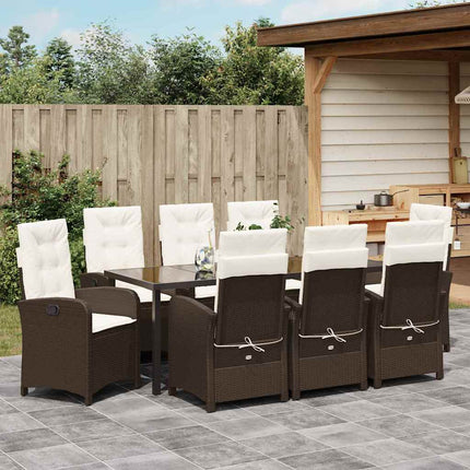 Have Spisebordssæt med pude 9 pcs Brun polyrattan
