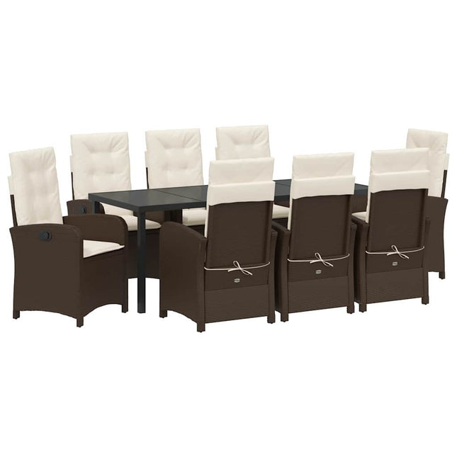 Have Spisebordssæt 9 stk. Brun polyrattan