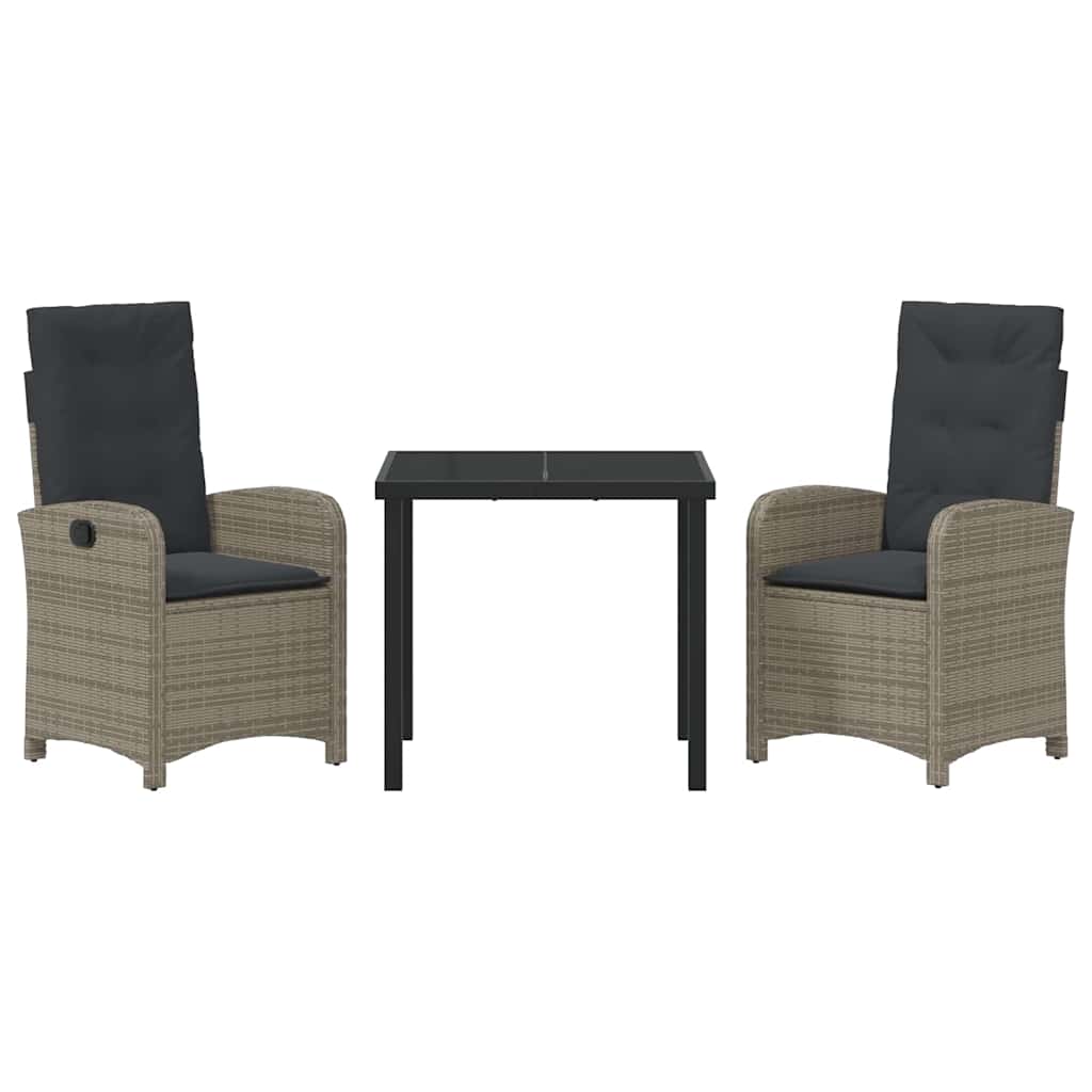 Have Spisebordssæt med pude 3 pcs Grå polyrattan
