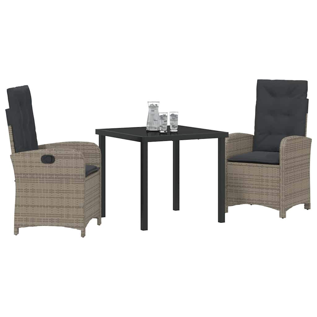 Have Spisebordssæt med pude 3 pcs Grå polyrattan