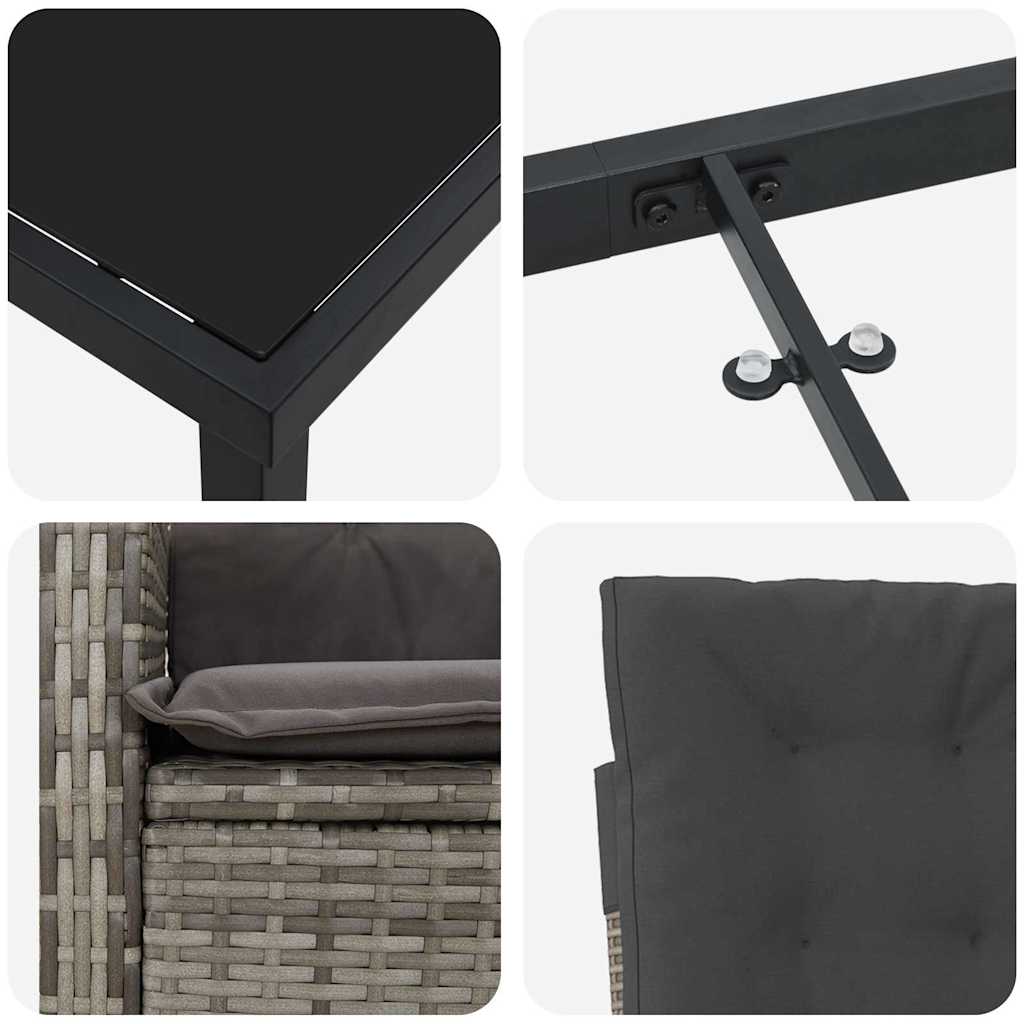 Have Spisebordssæt med pude 5 pcs Grå polyrattan