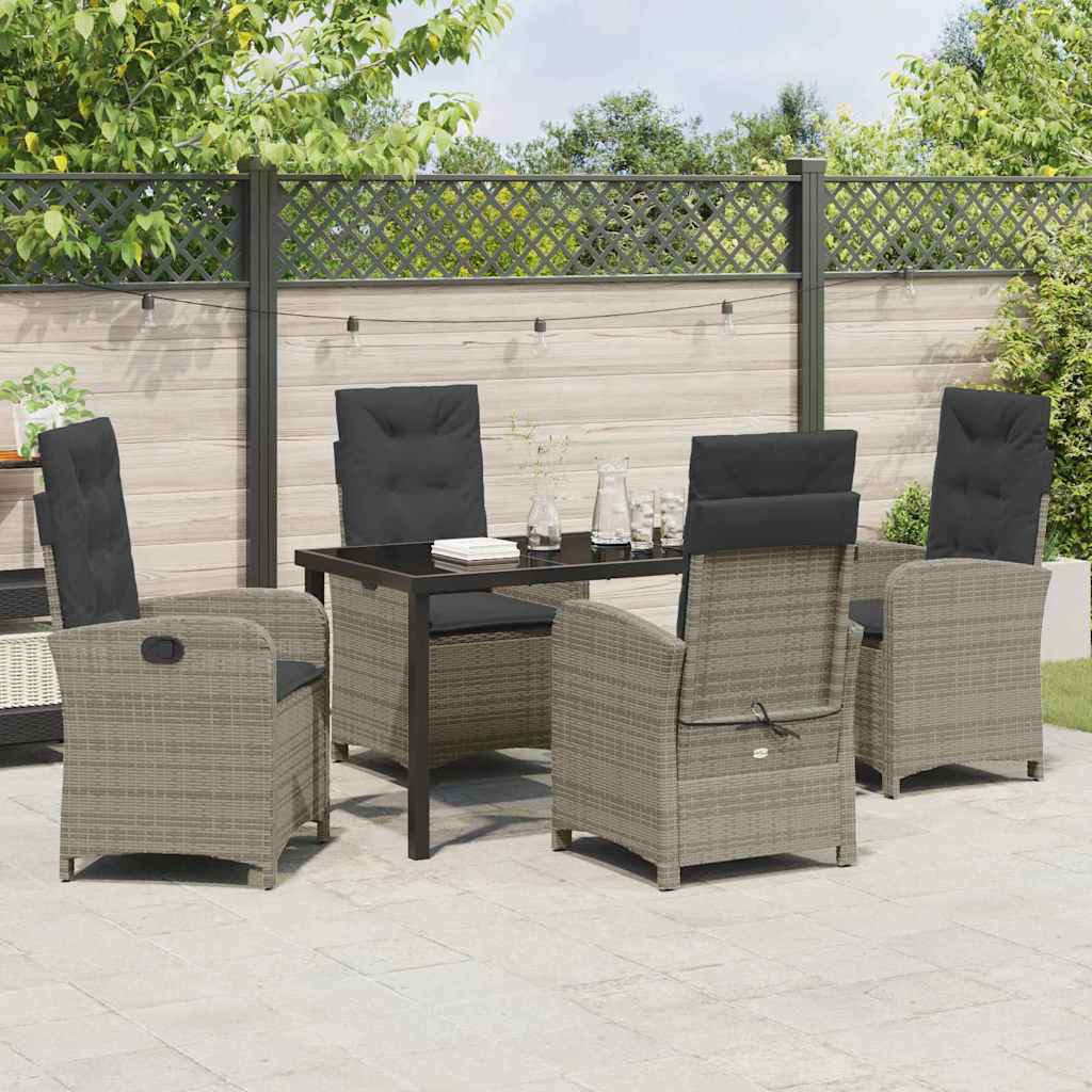Have Spisebordssæt med pude 5 pcs Grå polyrattan