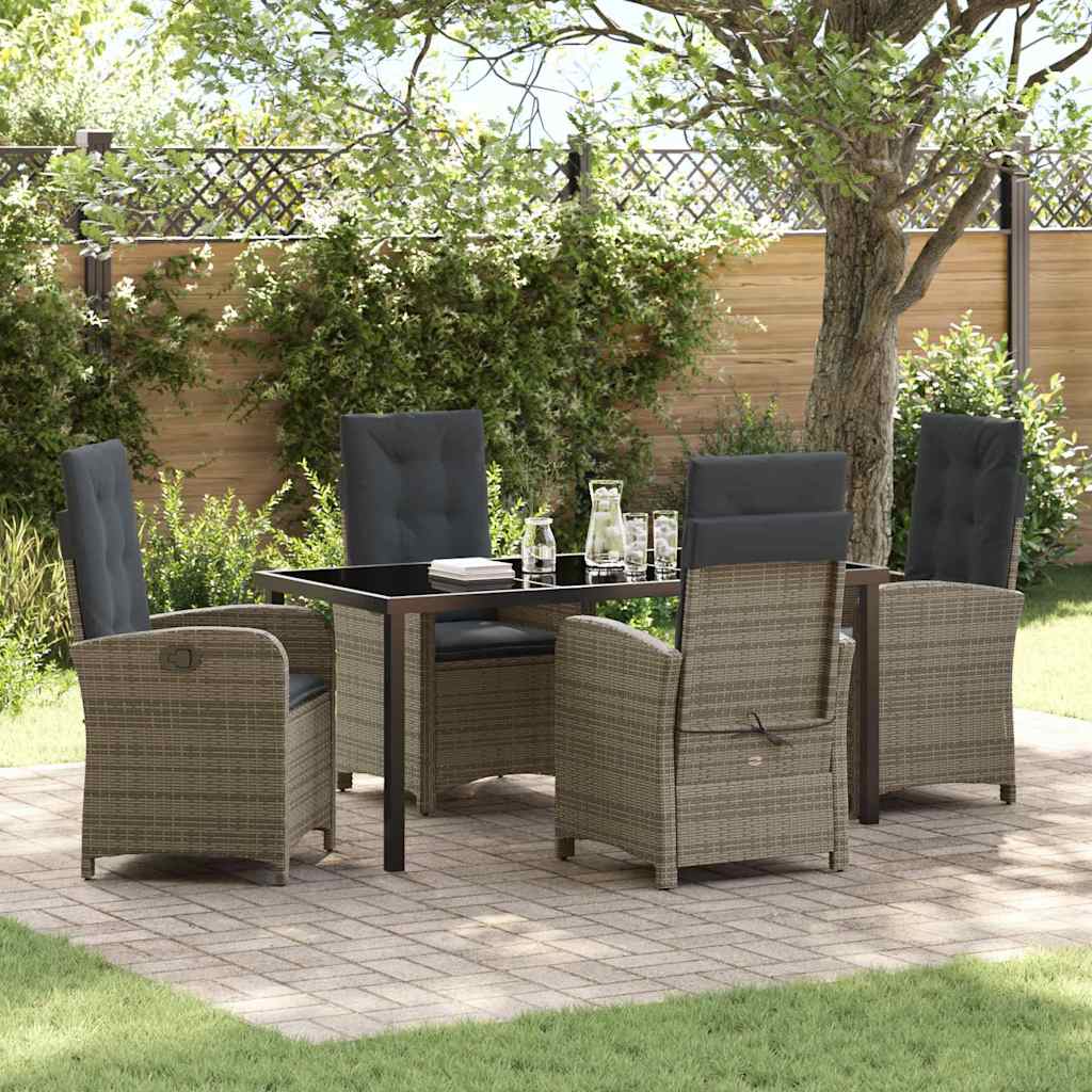 Have Spisebordssæt med pude 5 pcs Grå polyrattan
