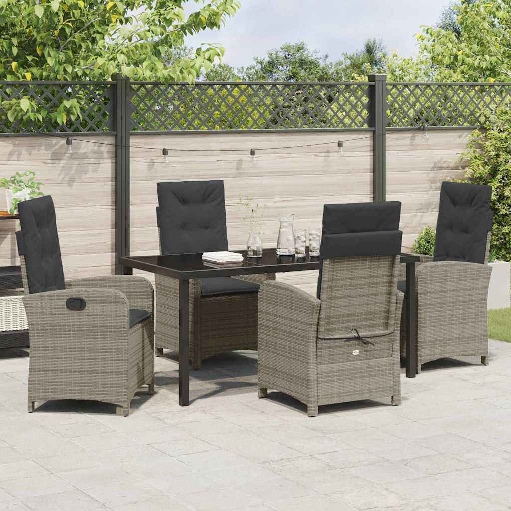 Have Spisebordssæt med pude 5 pcs Grå polyrattan