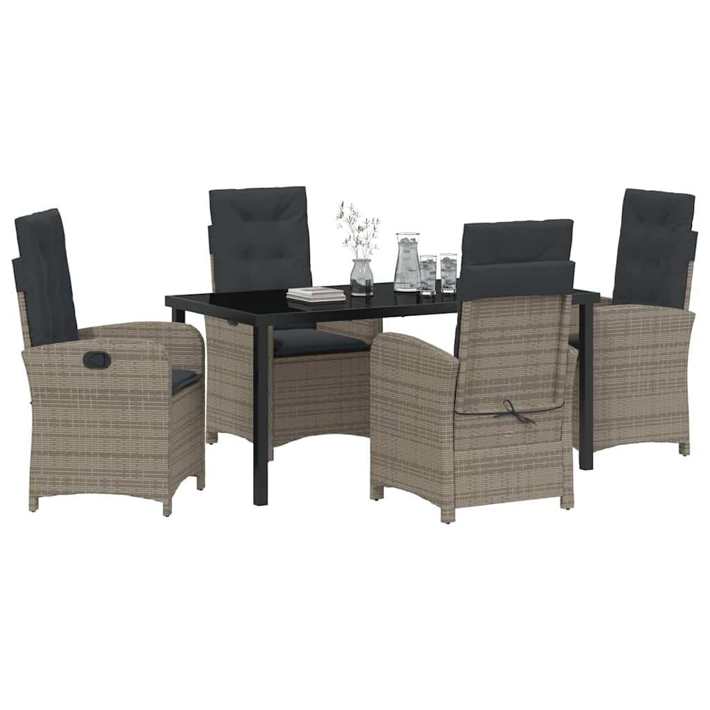 Have Spisebordssæt med pude 5 pcs Grå polyrattan