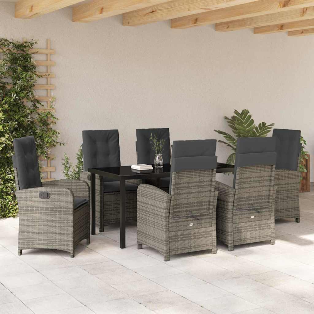 Have Spisebordssæt med pude 7 pcs Grå polyrattan