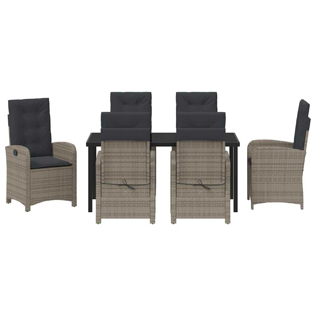 Have Spisebordssæt med pude 7 pcs Grå polyrattan