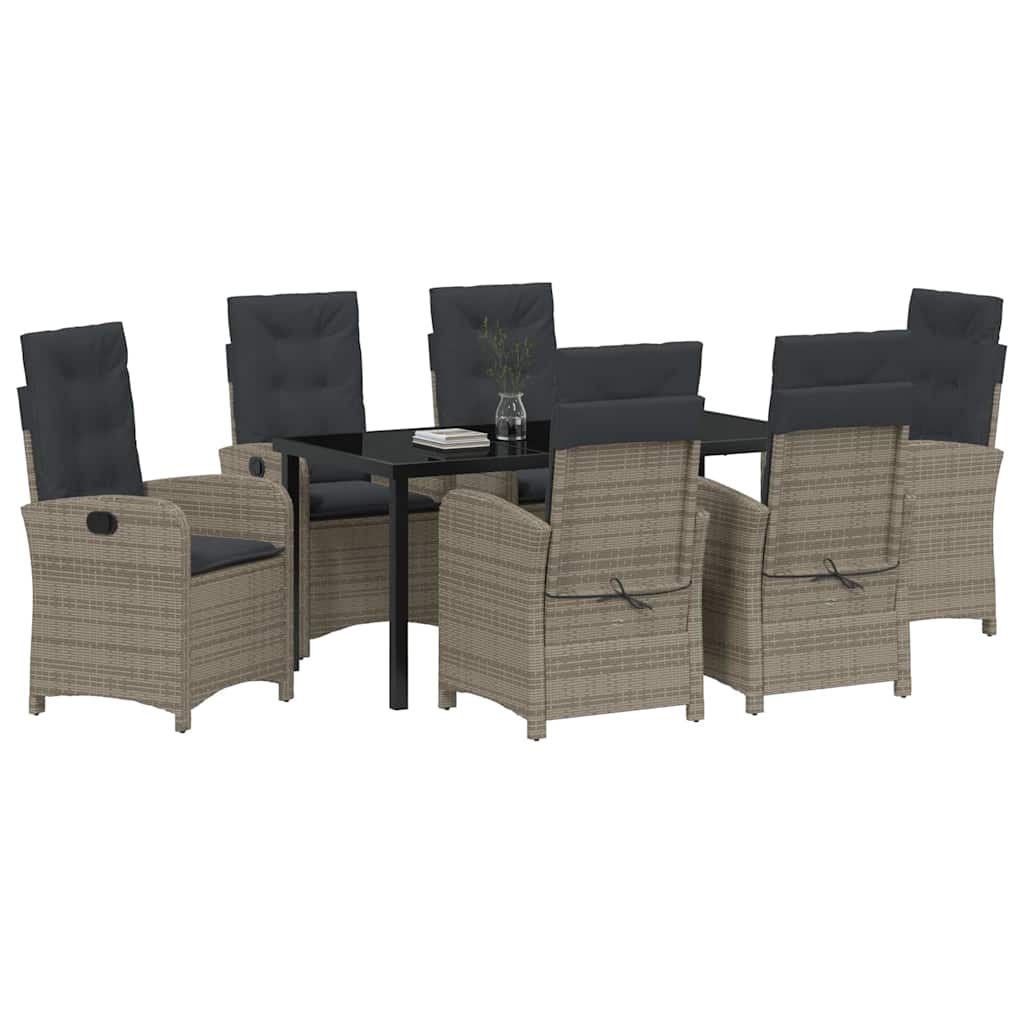 Have Spisebordssæt med pude 7 pcs Grå polyrattan