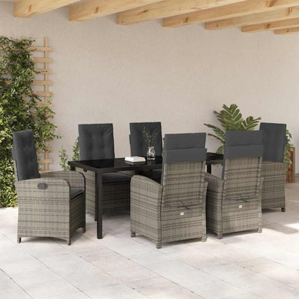 Have Spisebordssæt med pude 7 pcs Grå polyrattan