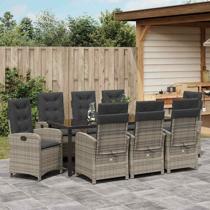 Have Spisebordssæt med pude 9 pcs Grå polyrattan