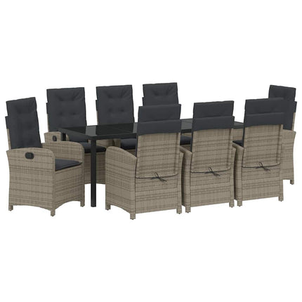 Have Spisebordssæt med pude 9 pcs Grå polyrattan