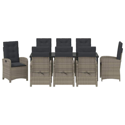 Have Spisebordssæt med pude 9 pcs Grå polyrattan