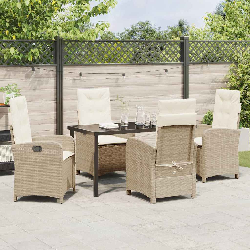 Have Spisebordssæt med pude 5 pcs Beige polyrattan