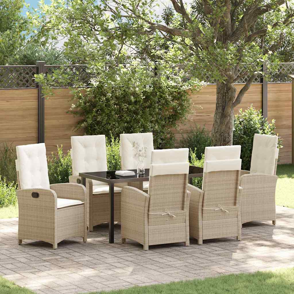 Have Spisebordssæt med pude 7 pcs Beige polyrattan
