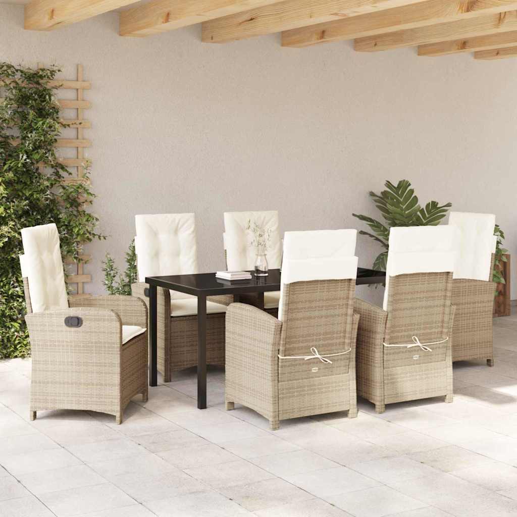 Have Spisebordssæt med pude 7 pcs Beige polyrattan