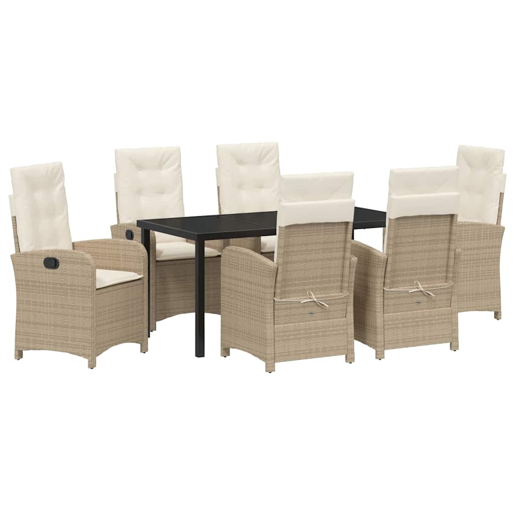 Have Spisebordssæt med pude 7 pcs Beige polyrattan