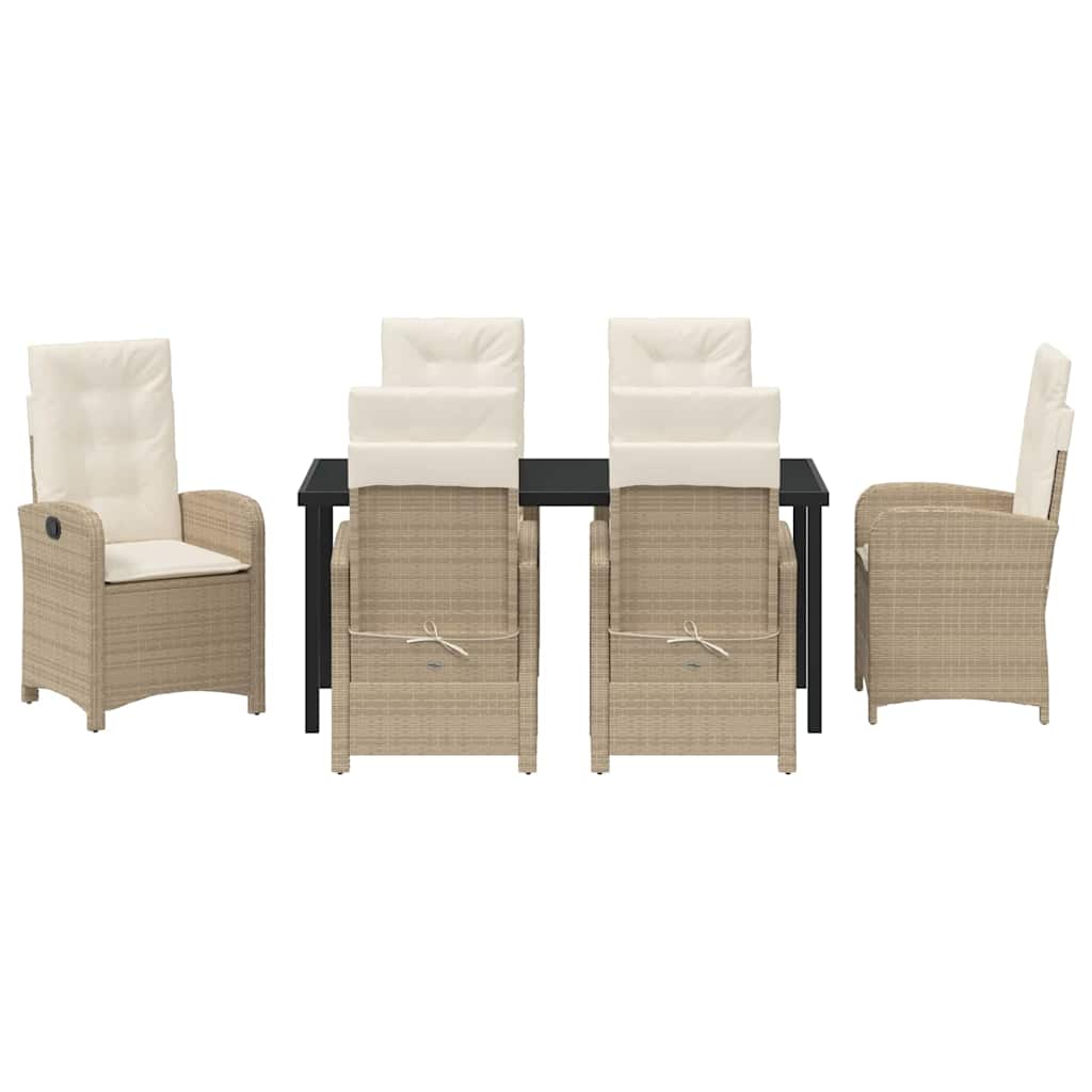 Have Spisebordssæt med pude 7 pcs Beige polyrattan